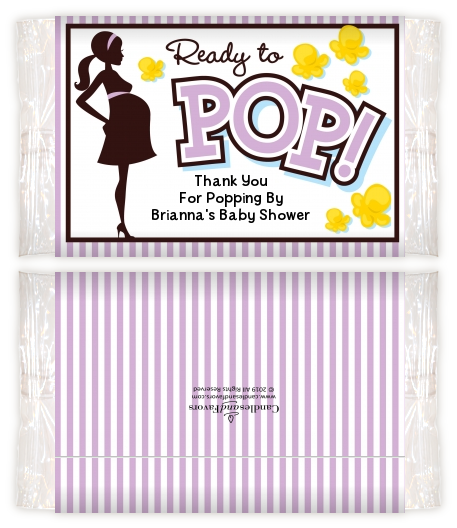  Ready To Pop Pink - Personalized Popcorn Wrapper Baby Shower Favors Pink Option 1