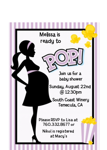 Ready To Pop Purple - Baby Shower Petite Invitations