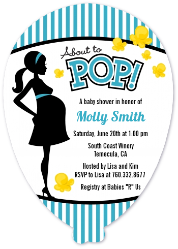 Ready To Pop Teal - Baby Shower Shaped Invitations