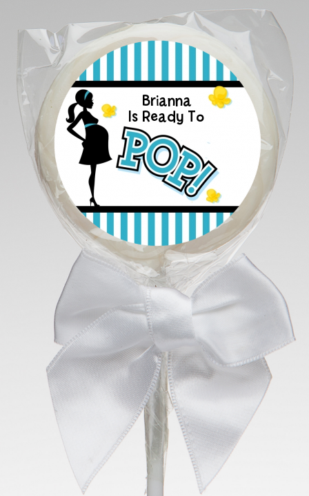  Ready To Pop Teal - Personalized Baby Shower Lollipop Favors Option 1