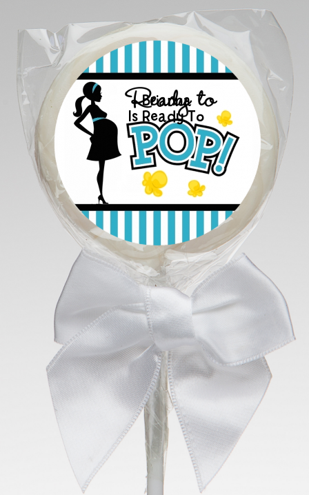  Ready To Pop Teal - Personalized Baby Shower Lollipop Favors Option 1
