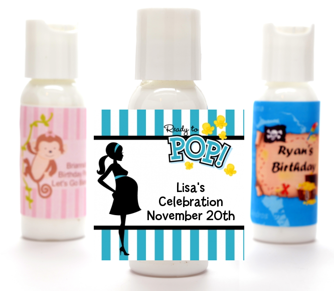  Ready To Pop Teal - Personalized Baby Shower Lotion Favors Option 1