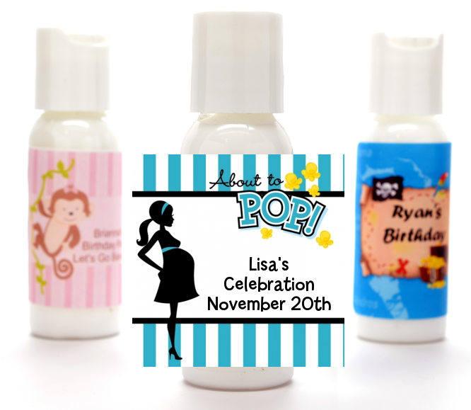  Ready To Pop Teal - Personalized Baby Shower Lotion Favors Option 1