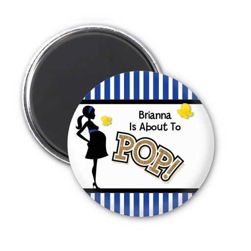  Ready To Pop Teal - Personalized Baby Shower Magnet Favors Option 1