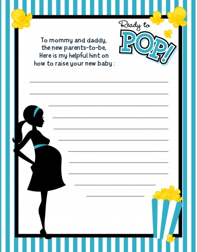 Ready To Pop Teal - Baby Shower Notes of Advice