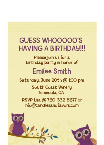 Retro Owl - Birthday Party Petite Invitations
