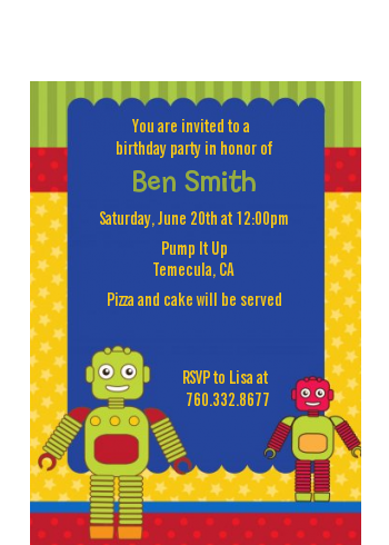 Robot Party - Birthday Party Petite Invitations