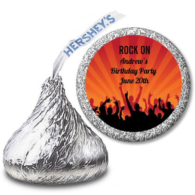 Rock Band | Like A Rock Star Girl - Hershey Kiss Birthday Party Sticker Labels