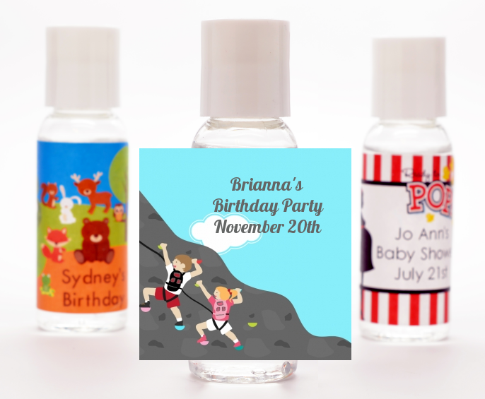  Rock Climbing - Personalized Birthday Party Hand Sanitizers Favors Kids