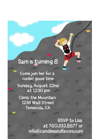  Rock Climbing - Birthday Party Petite Invitations Boy & Girl