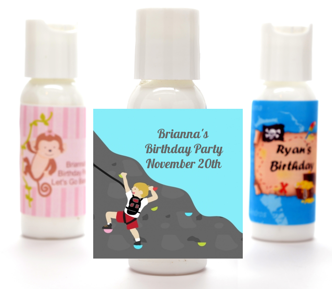  Rock Climbing - Personalized Birthday Party Lotion Favors Kids