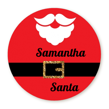 Santa's Belt - Round Personalized Christmas Sticker Labels Option 1