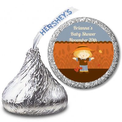 Scarecrow Fall Theme - Hershey Kiss Baby Shower Sticker Labels