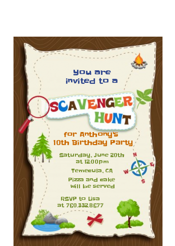  Scavenger Hunt - Birthday Party Petite Invitations Option 1