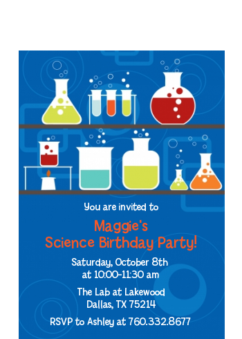 Science Lab - Birthday Party Petite Invitations Option 1