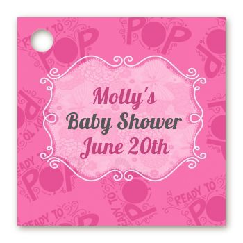 She's Ready To Pop Pink - Personalized Baby Shower Card Stock Favor Tags