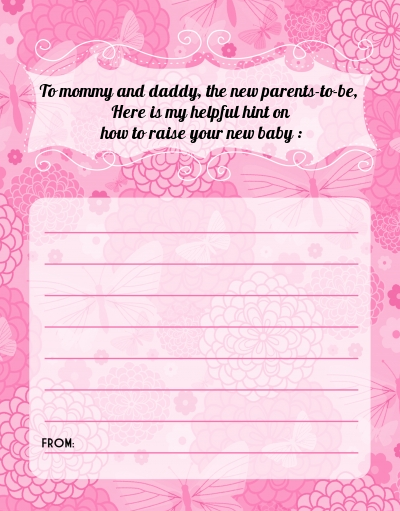 She's Ready To Pop Pink - Baby Shower Notes of Advice