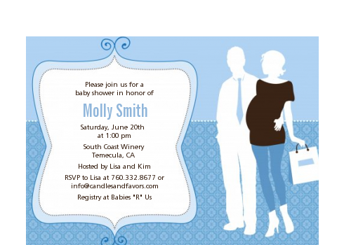  Silhouette Couple | It's a Boy - Baby Shower Petite Invitations Blue/Gray