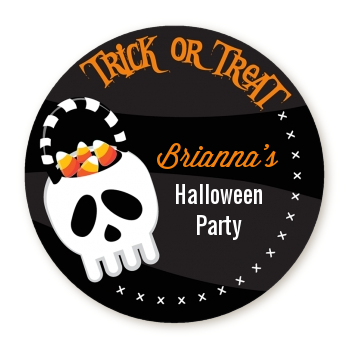  Skull Treat Bag - Round Personalized Halloween Sticker Labels 