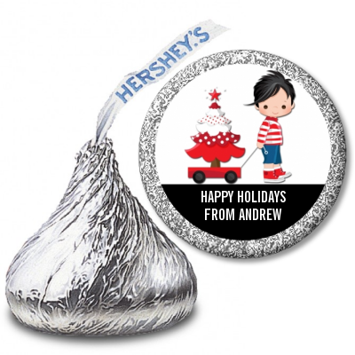 Sleigh Ride Boy - Hershey Kiss Christmas Sticker Labels
