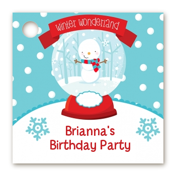 Snow Globe Winter Wonderland - Personalized Birthday Party Card Stock Favor Tags