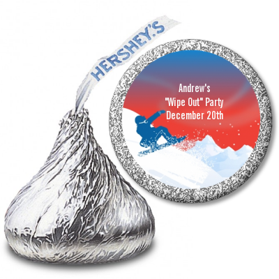 Snowboard - Hershey Kiss Birthday Party Sticker Labels