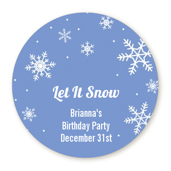  Snowflakes - Round Personalized Birthday Party Sticker Labels 