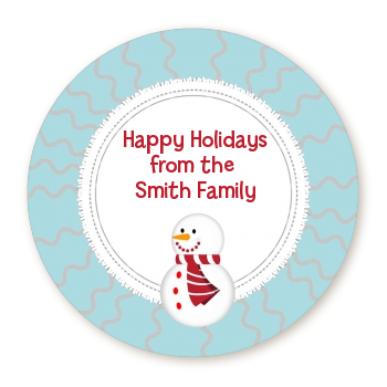  Snowman Snow Scene - Round Personalized Christmas Sticker Labels 