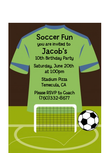 Soccer Jersey Green and Blue - Birthday Party Petite Invitations