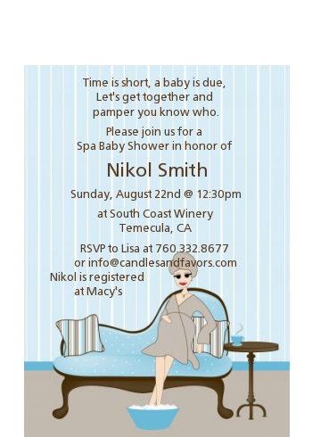 Spa Mom Blue - Baby Shower Petite Invitations