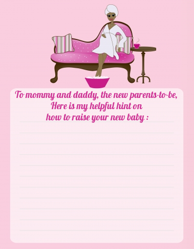 Spa Mom Pink African American - Baby Shower Notes of Advice