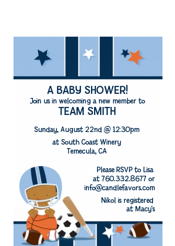 Sports Baby African American - Baby Shower Petite Invitations