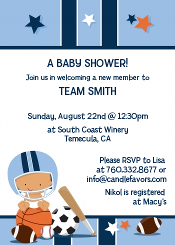  Sports Baby Caucasian - Baby Shower Invitations Caucasian