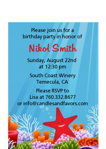 Starfish - Birthday Party Petite Invitations