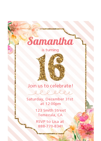 Sweet Sixteen - Birthday Party Petite Invitations