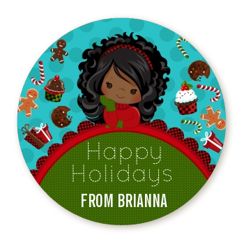  Dreaming of Sweet Treats - Round Personalized Christmas Sticker Labels Option 1
