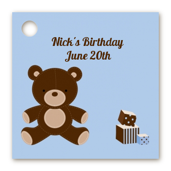  Teddy Bear - Personalized Birthday Party Card Stock Favor Tags Blue