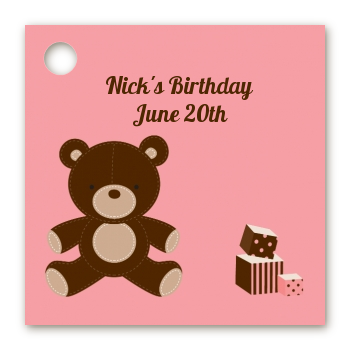  Teddy Bear - Personalized Birthday Party Card Stock Favor Tags Blue