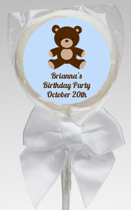  Teddy Bear - Personalized Birthday Party Lollipop Favors Blue