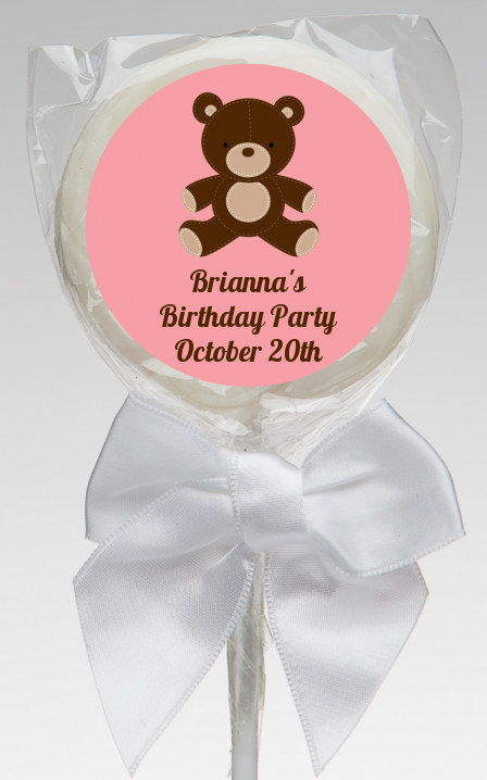  Teddy Bear - Personalized Birthday Party Lollipop Favors Blue