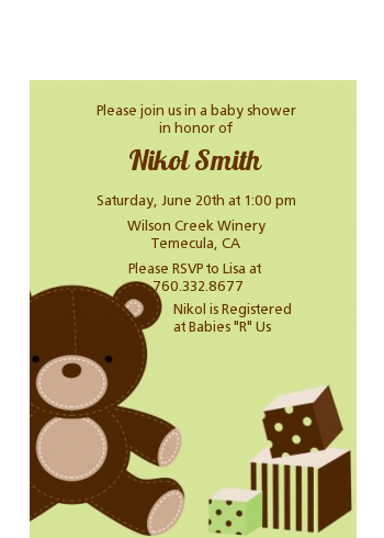 Teddy Bear Neutral - Baby Shower Petite Invitations