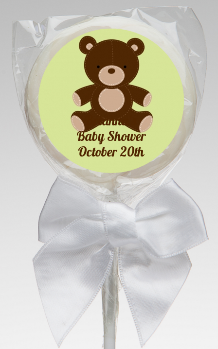 Teddy Bear Neutral - Personalized Baby Shower Lollipop Favors 