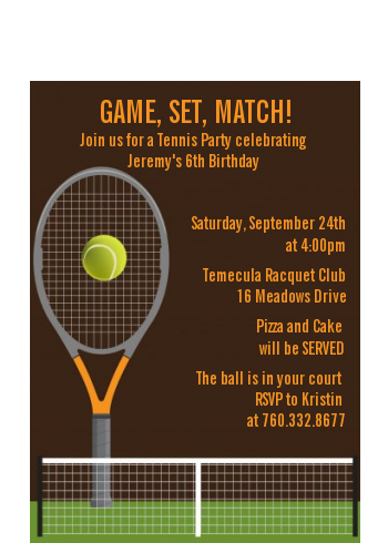 Tennis - Birthday Party Petite Invitations