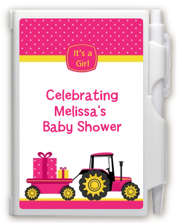 Tractor Truck Pink - Baby Shower Personalized Notebook Favor