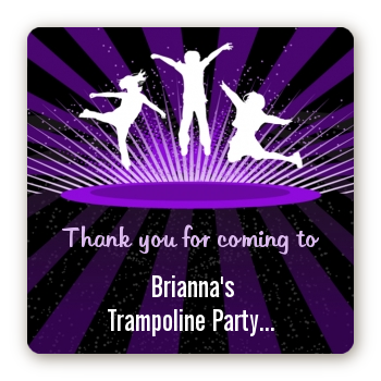 Trampoline - Square Personalized Birthday Party Sticker Labels