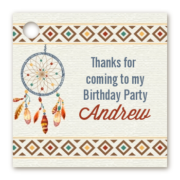 Dream Catcher - Personalized Birthday Party Card Stock Favor Tags
