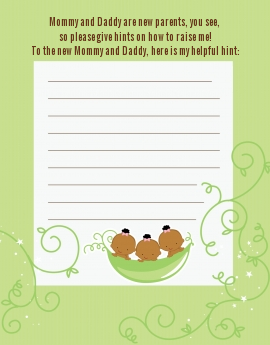  Triplets Three Peas in a Pod African American - Baby Shower Notes of Advice 2 boys 1 girl