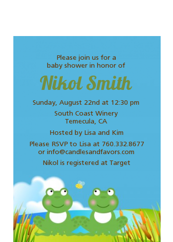 Twin Frogs - Baby Shower Petite Invitations