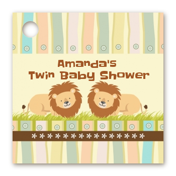 Twin Lions - Personalized Baby Shower Card Stock Favor Tags