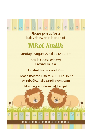 Twin Lions - Baby Shower Petite Invitations